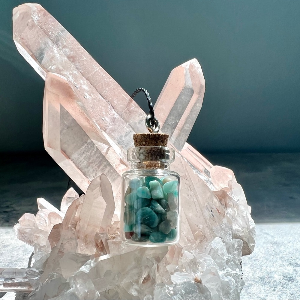 Amazonite Crystal Specimen Bottle Necklace
